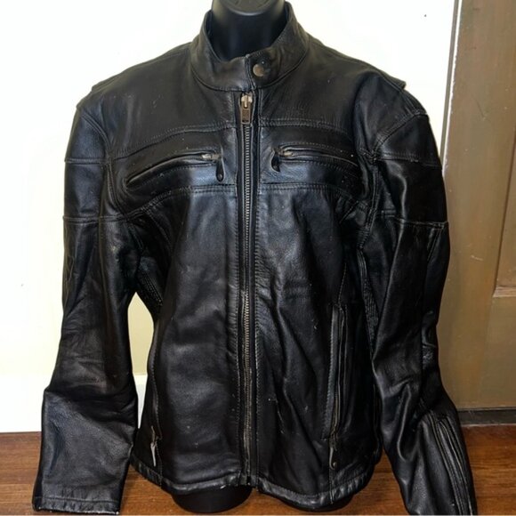 Vintage Zony Inc Heavy Duty Genuine Leather Motorcycle Jacket Size M - Picture 7 of 15